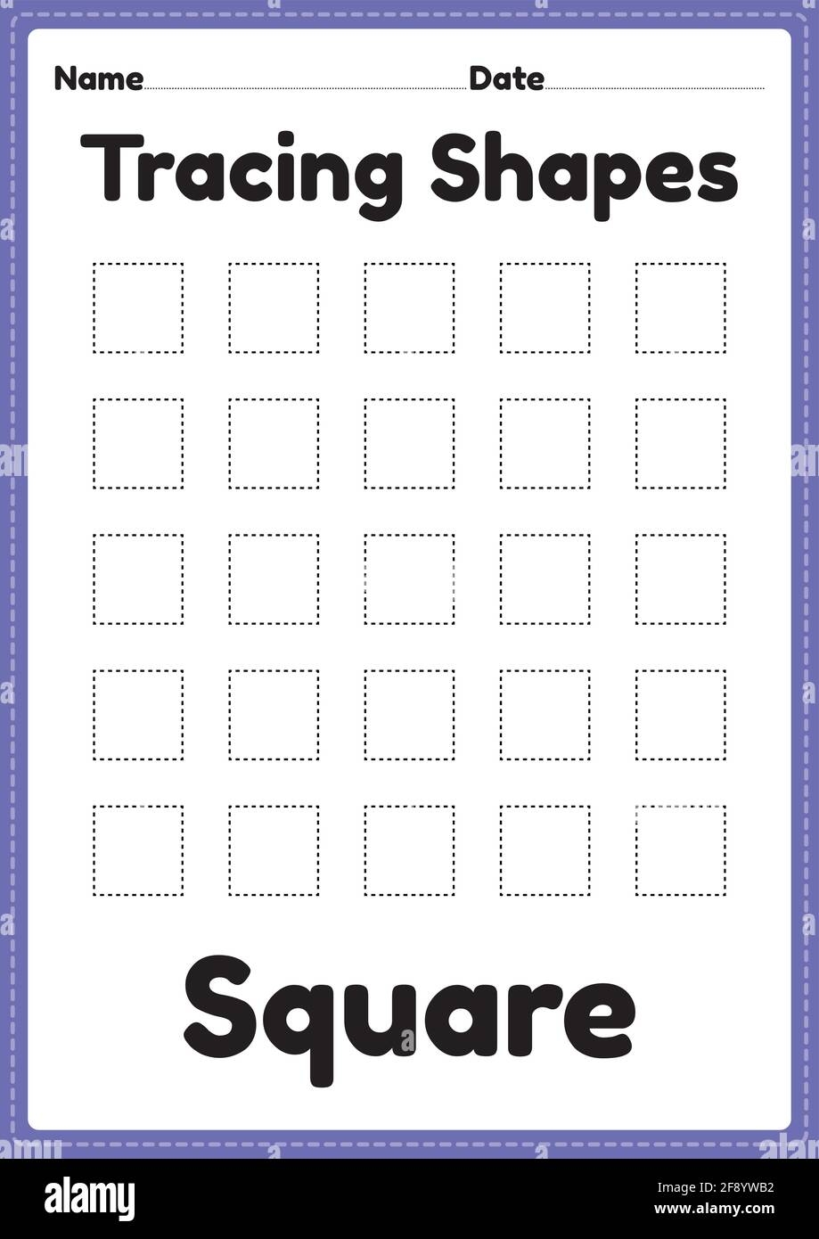 Tracing Shapes Worksheet Square Lines For Kindergarten And 