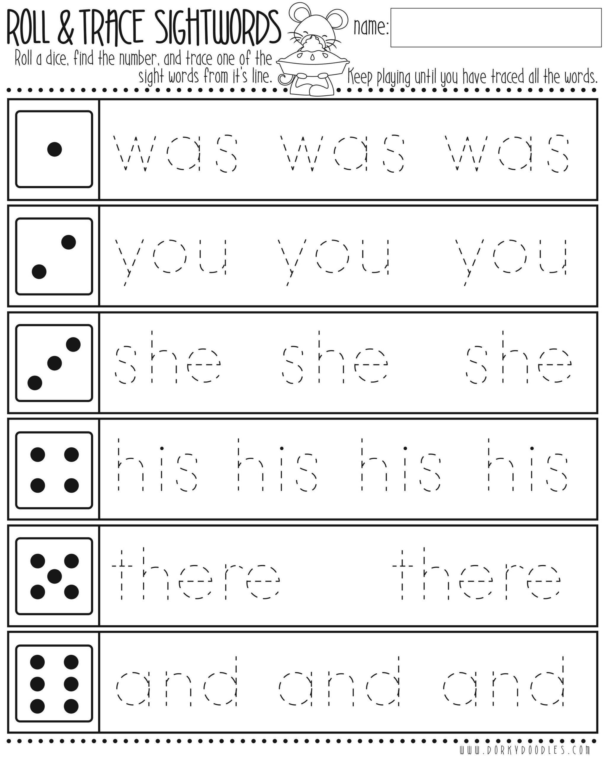 Free Printable Tracing Sight Words