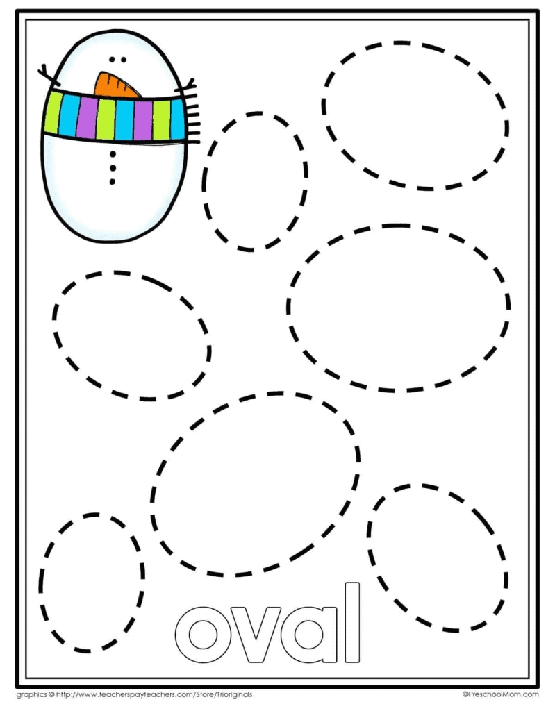 Tracing Snowman Shapes Activity Preschool Mom