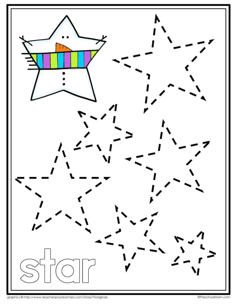 Tracing Snowman Shapes Activity Preschool Mom