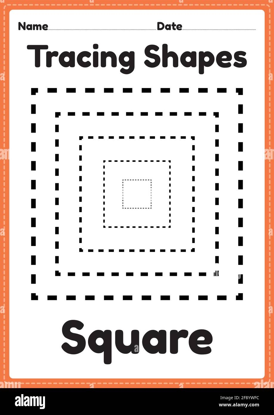 Tracing Square Shapes Worksheet For Kindergarten And Preschool 