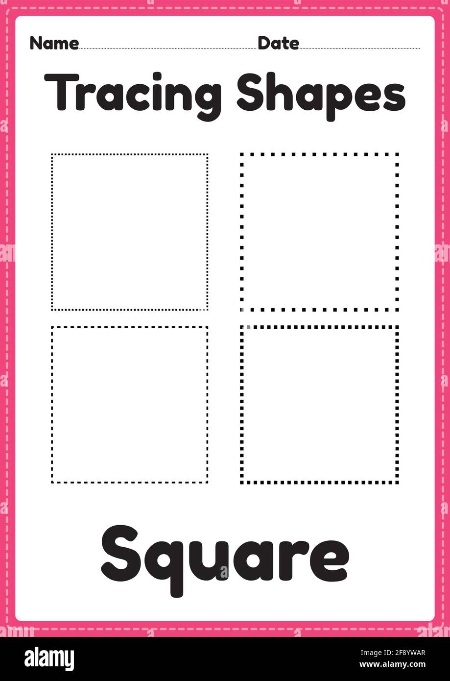 Tracing Square Shapes Worksheet For Kindergarten And Preschool 