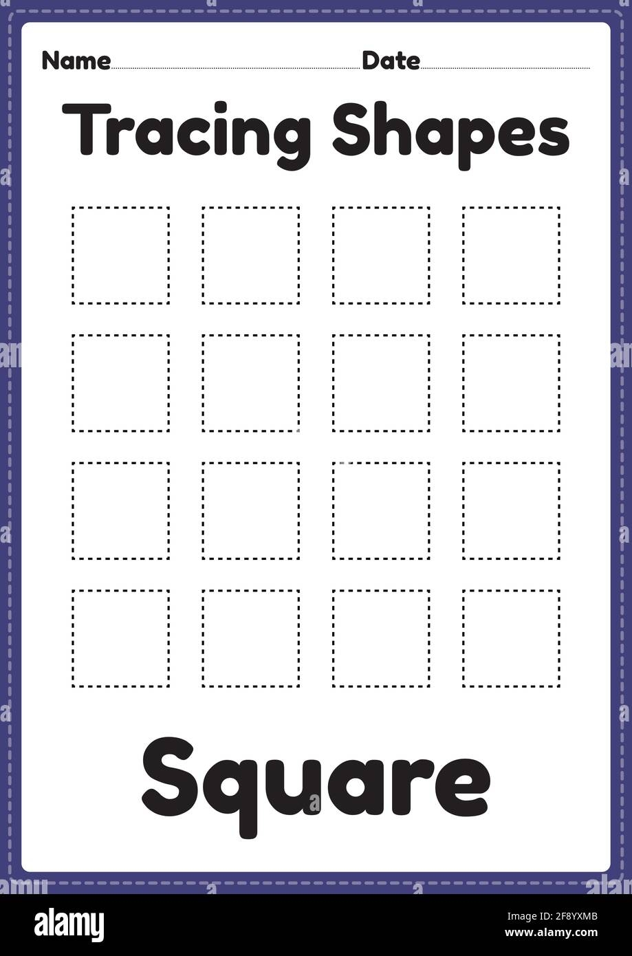 Tracing Square Shapes Worksheet For Kindergarten Hi res Stock 