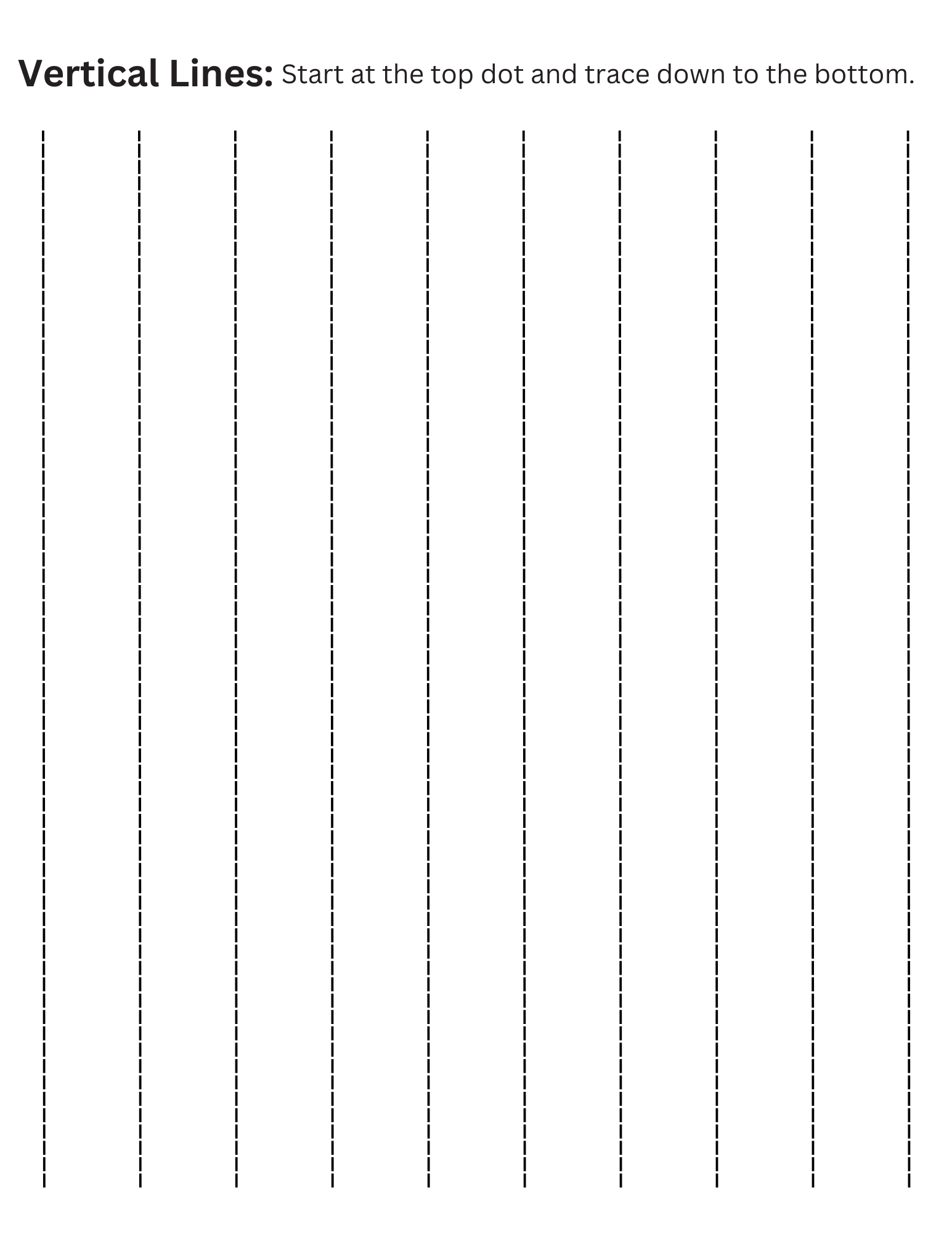 Tracing Vertical Lines Worksheets Pdf
