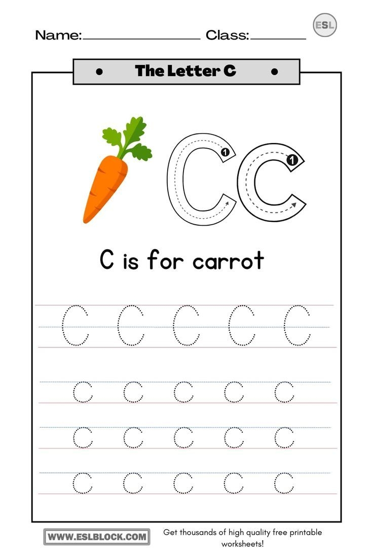 Free Printable Letter C Tracing Worksheets
