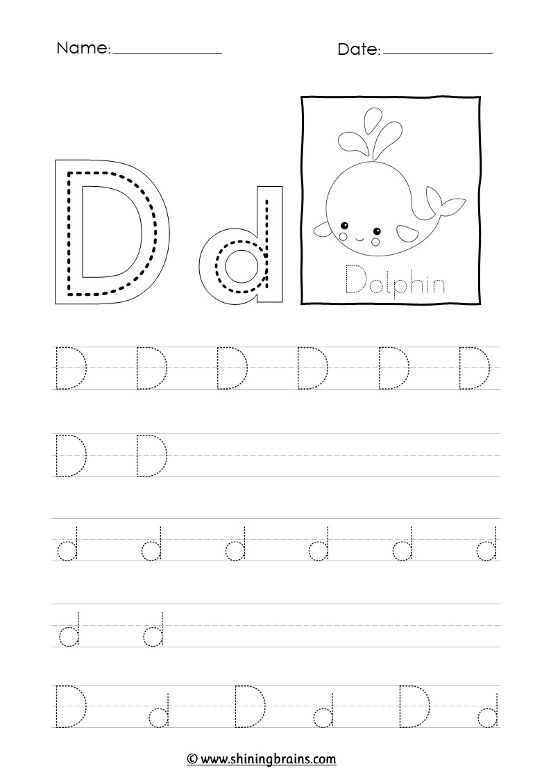 Free Printable Letter D Tracing Worksheets