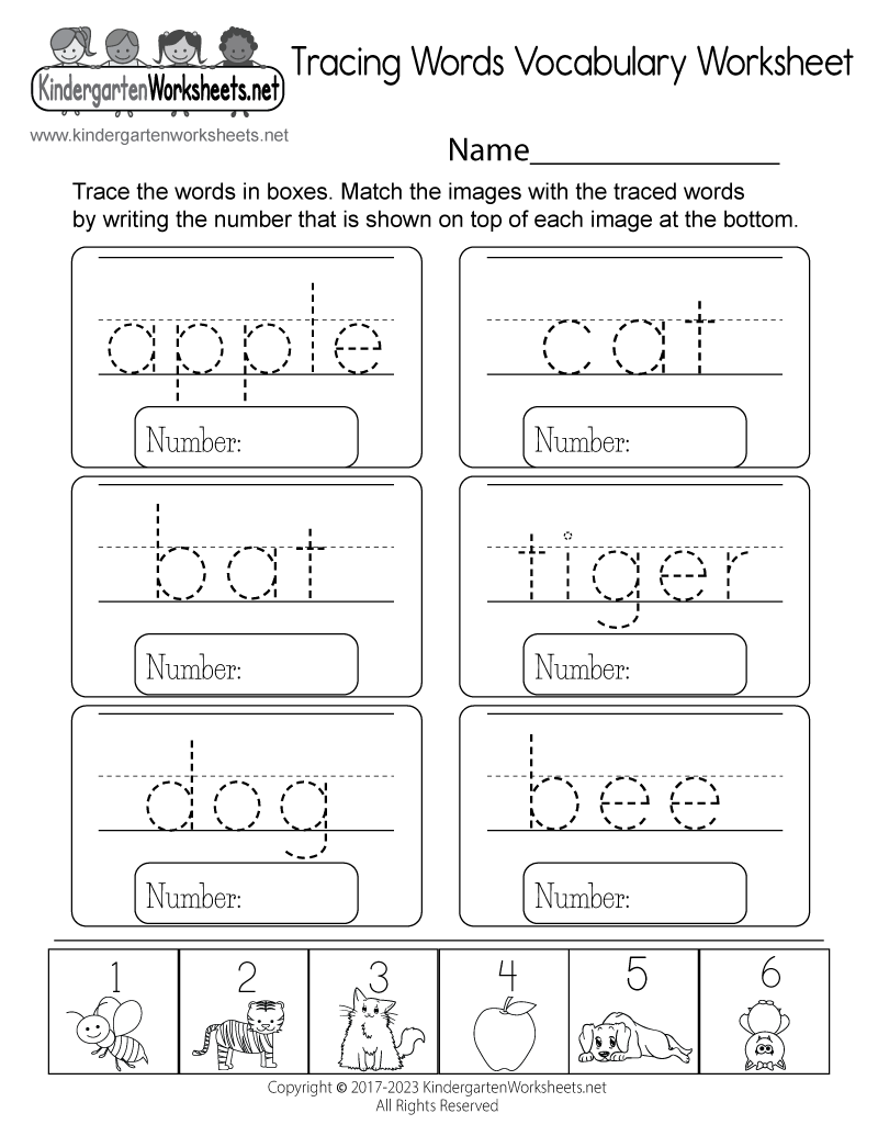 Tracing Words Vocabulary Worksheet Free Printable Digital amp PDF