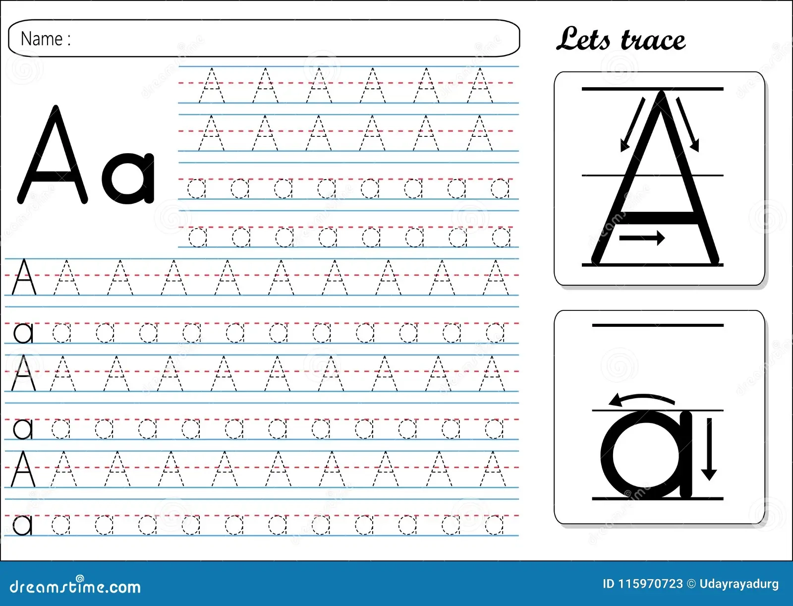 Tracing Worksheet Aa Stock Vector Illustration Of Alphabet 