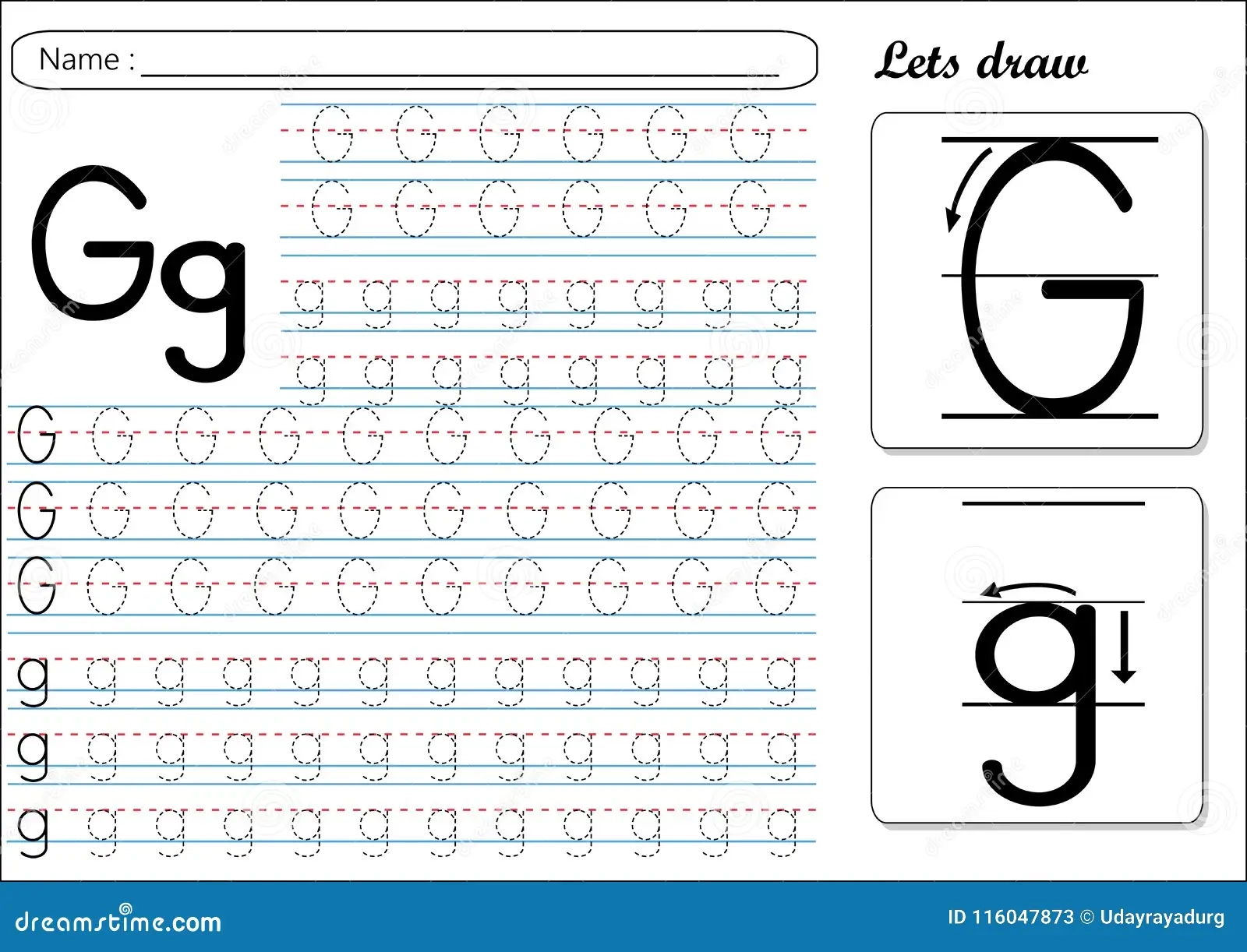 Tracing Worksheet Gg Stock Vector Illustration Of Preschool 