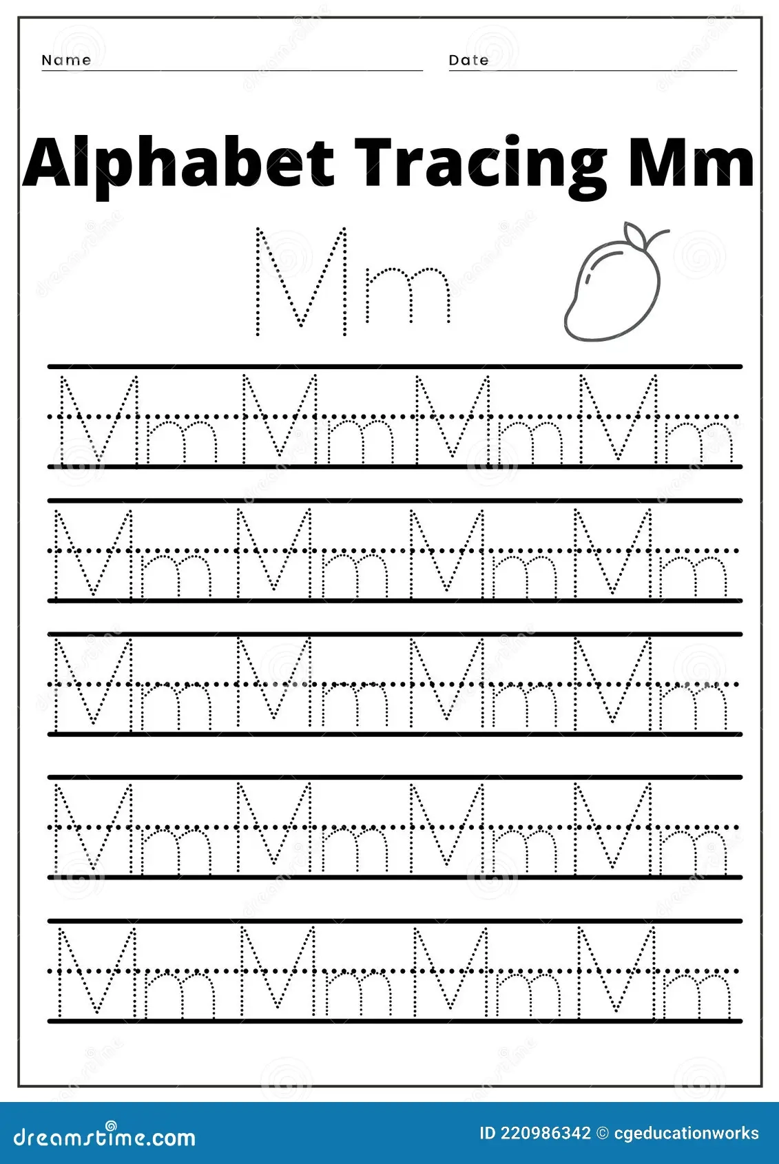 Tracing Worksheet Mm Alphabet Stock Illustrations 3 Tracing 