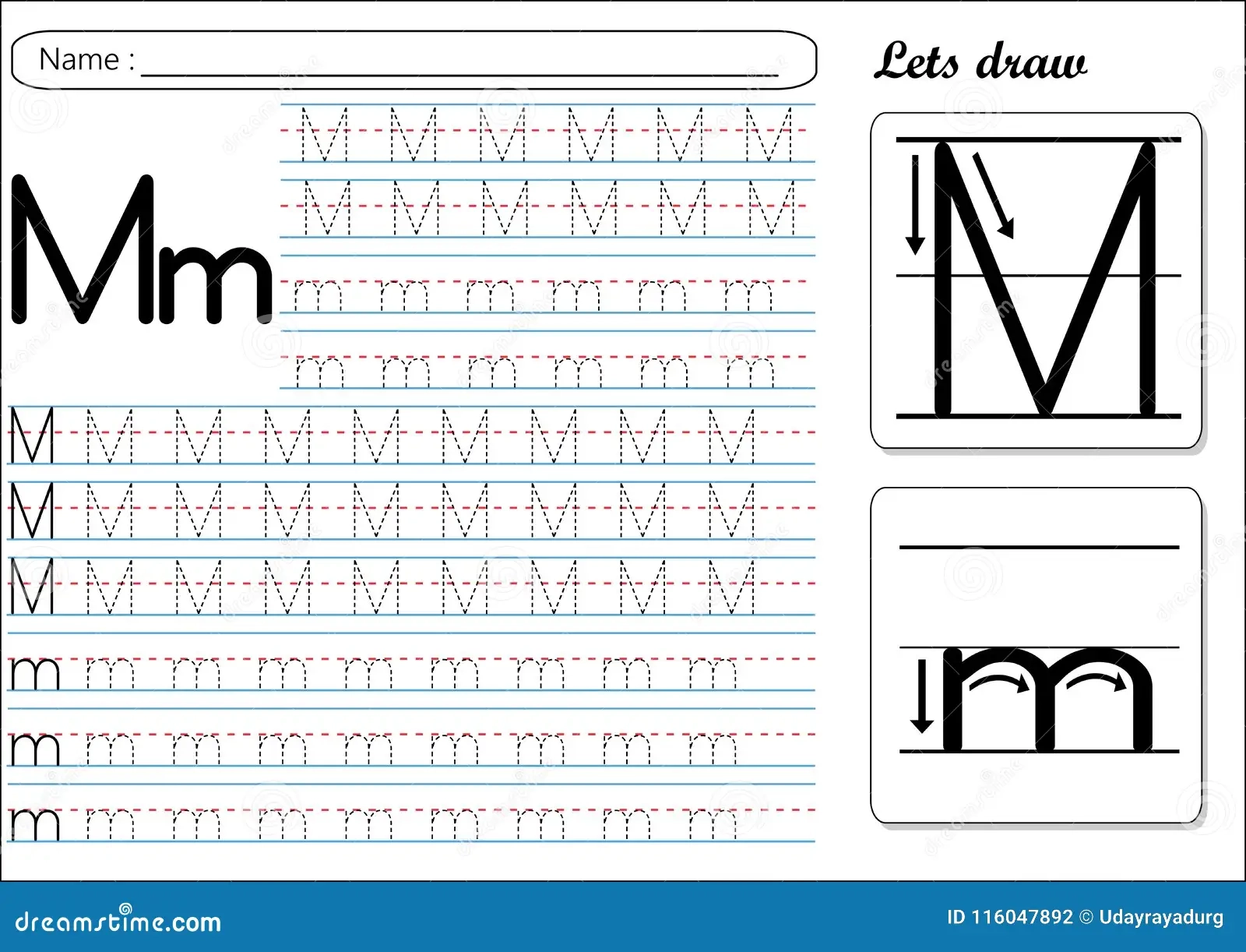 Tracing Worksheet Mm Stock Vector Illustration Of Practice 