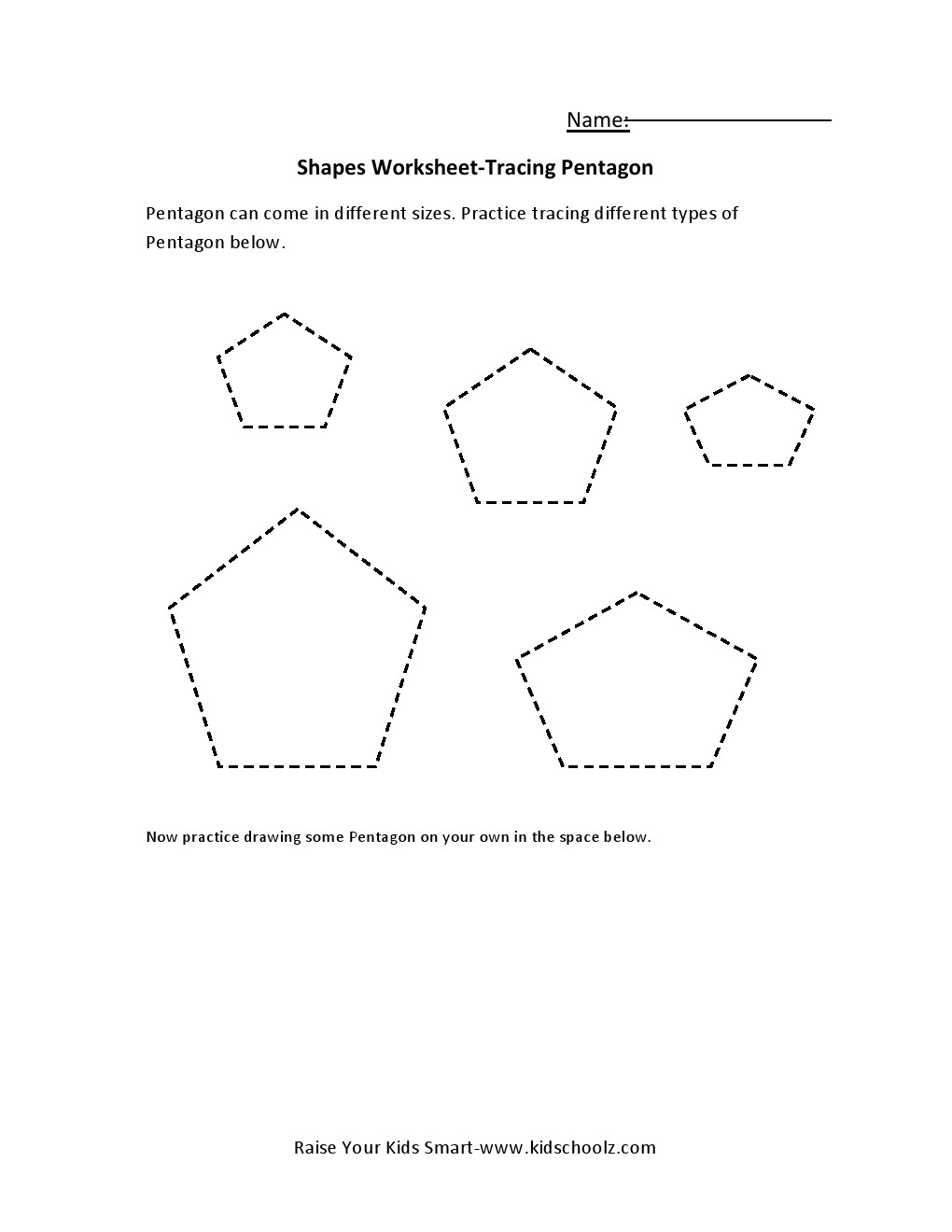 Tracing Worksheets Pentagon Kidschoolz