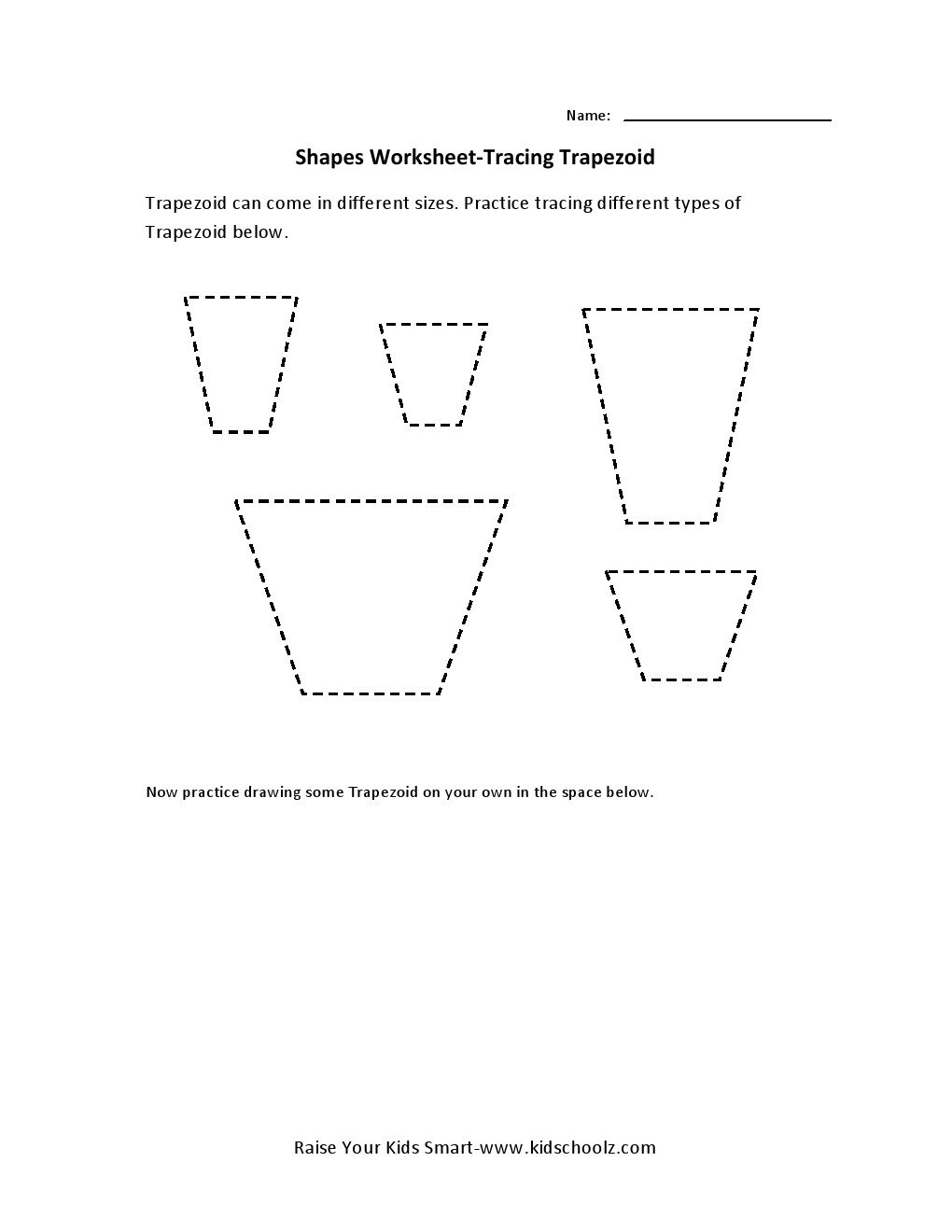 Tracing Worksheets Trapezoid Kidschoolz Tracing Worksheets Trapezoid Kidschoolz