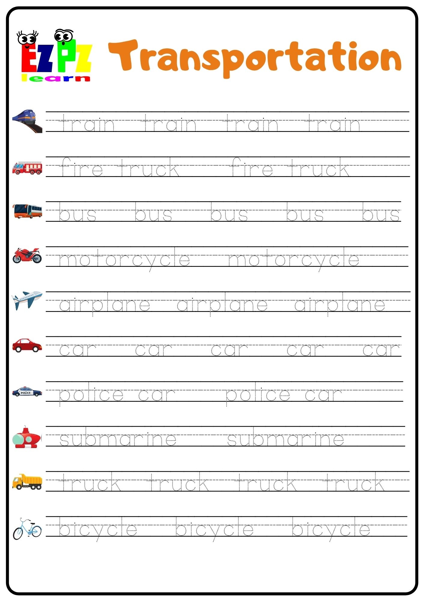 Esl Tracing Worksheets