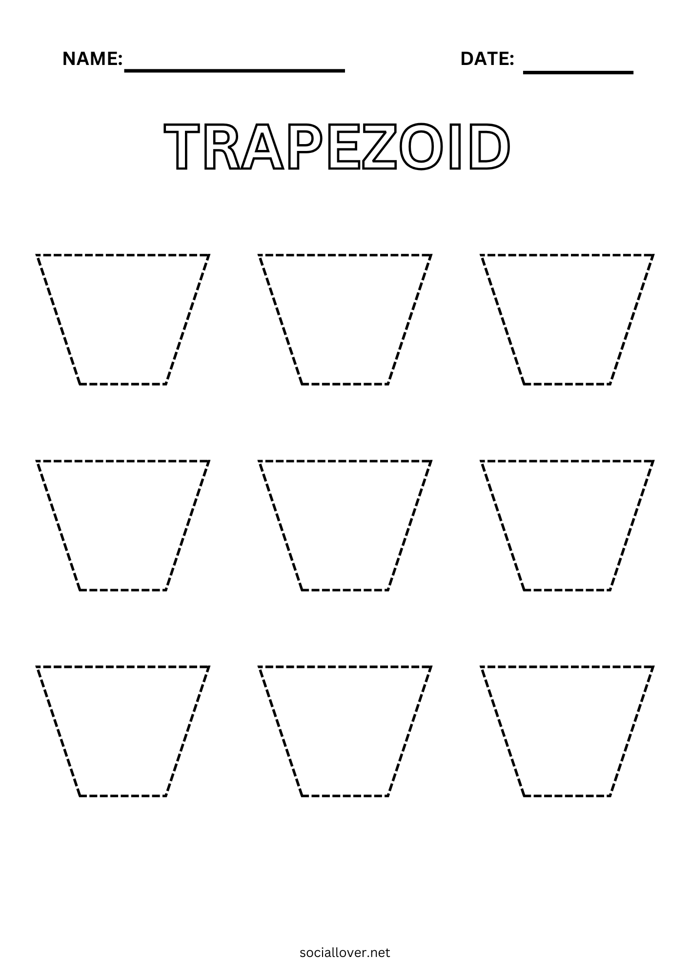 Trapezoid Tracing Worksheet Trapezoid Tracing Worksheet