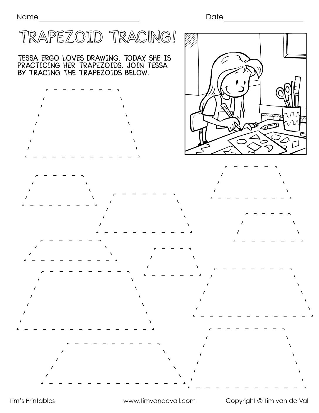 Trapezoid Tracing Worksheet Tim s Printables Trapezoid Tracing Worksheet Tim s Printables