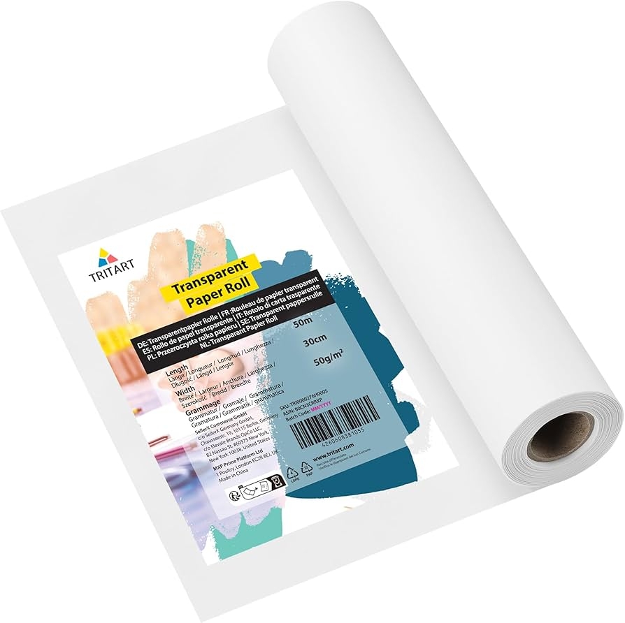 Tritart Tracing Paper Roll Tracing Paper 50 M X 30 Cm Sewing Pattern Paper 50 G m Tracing Paper White Transparent Painting Paper Roll 