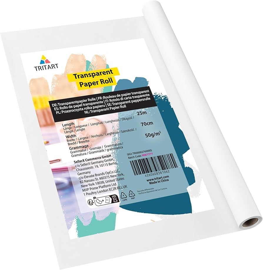 Tritart Translucent Tracing Paper Roll 25m X 70cm 82 Ft X 27 6 