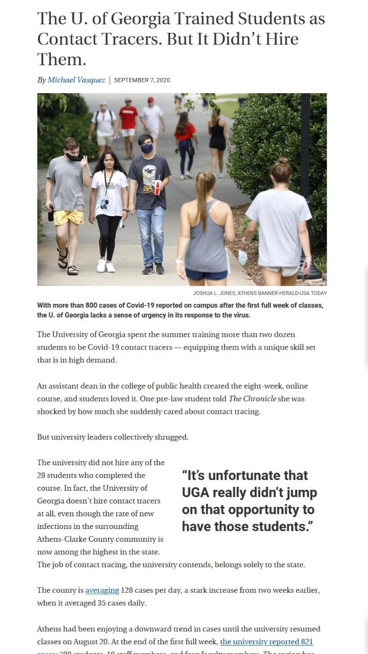 UGA Trained Students As Contact Tracers But It Didn t Hire Them 