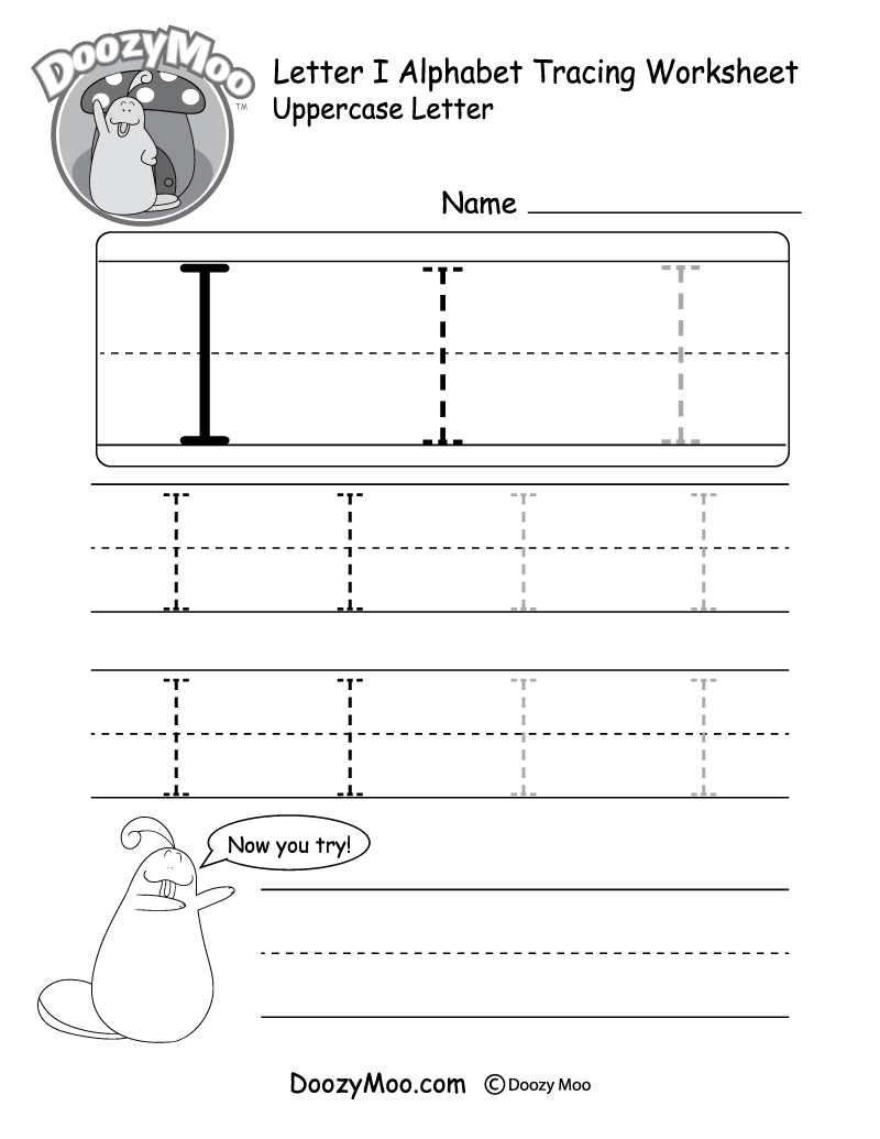 Uppercase Letter I Tracing Worksheet Doozy Moo