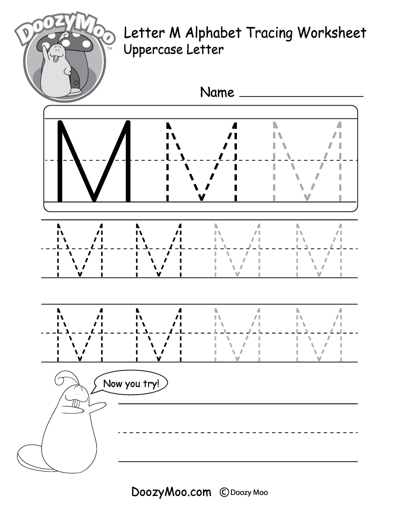 Uppercase Letter M Tracing Worksheet Doozy Moo Uppercase Letter M Tracing Worksheet Doozy Moo