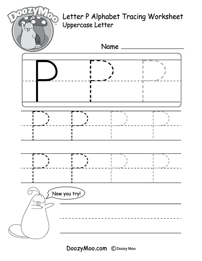 Uppercase Letter P Tracing Worksheet Doozy Moo Uppercase Letter P Tracing Worksheet Doozy Moo