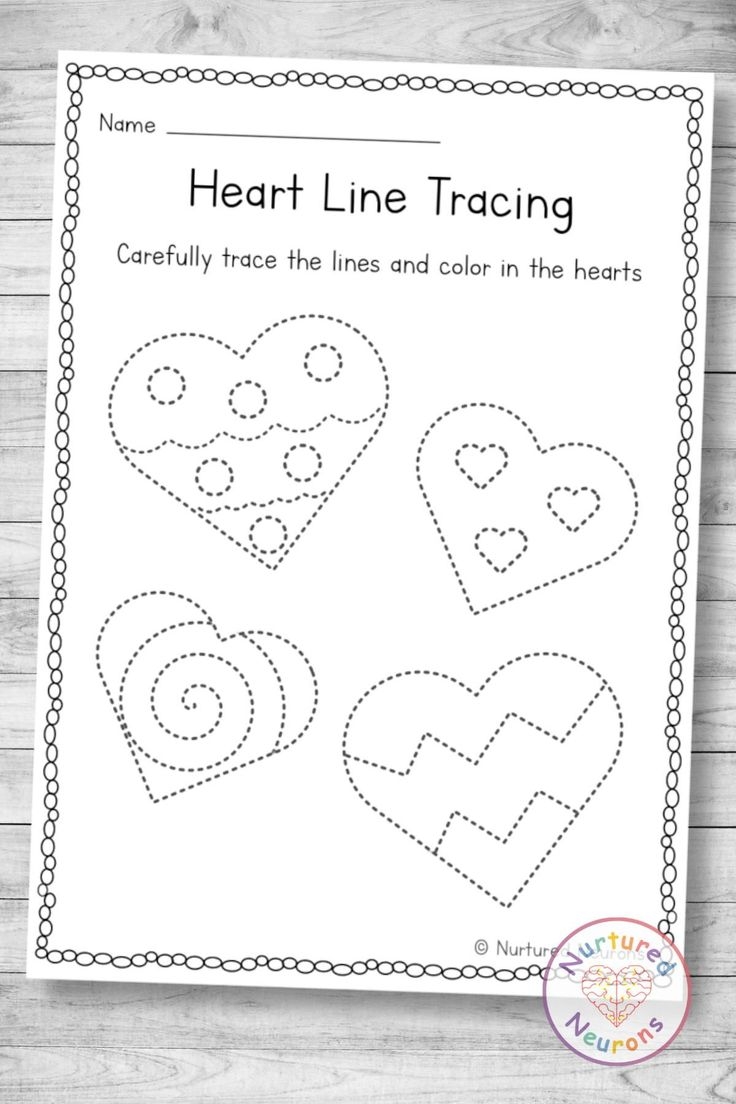 Valentine s Day Heart Tracing Worksheet Preschool Printable 