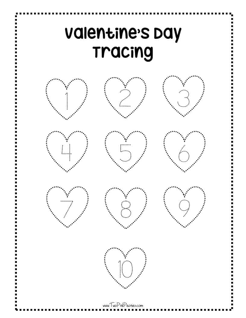 Valentine s Day Tracing Worksheets instant Download 
