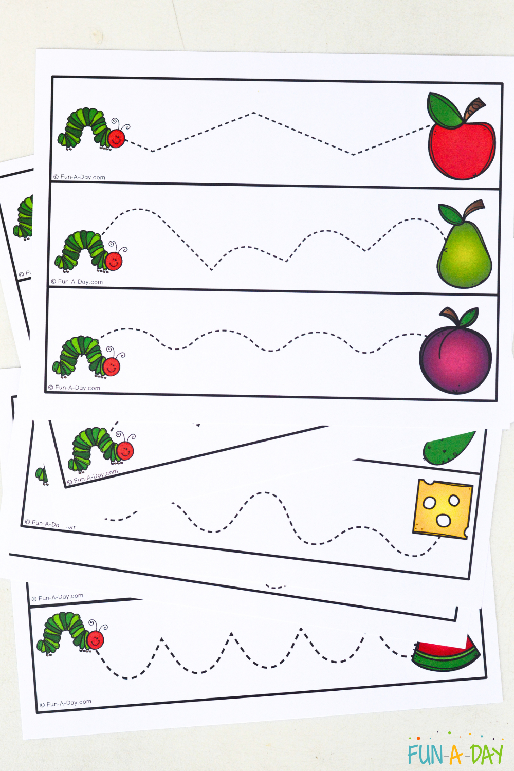 Very Hungry Caterpillar Cutting Strips Free Printable Fun A Day 