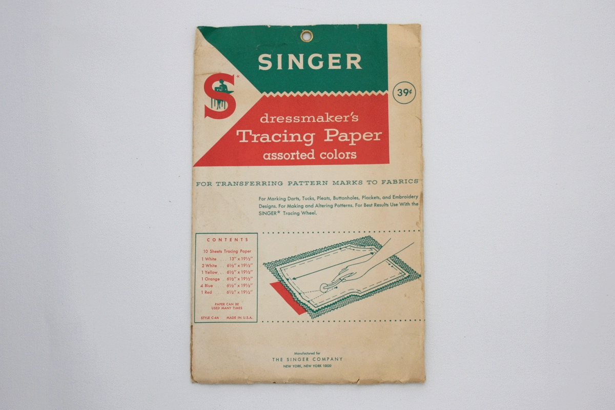 Vintage Singer Tracing Paper Unopened Envelope With 10 Sheets 