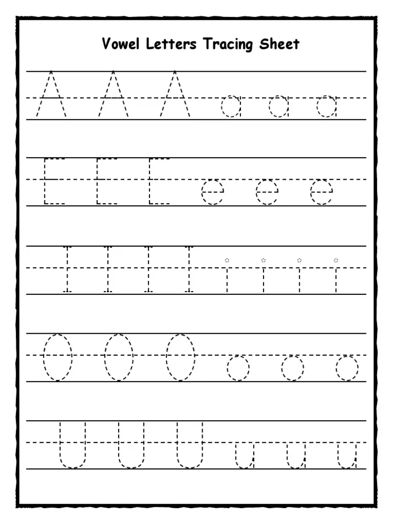 Vowel Letters Writing And Tracing Worksheet 8818ih PDF