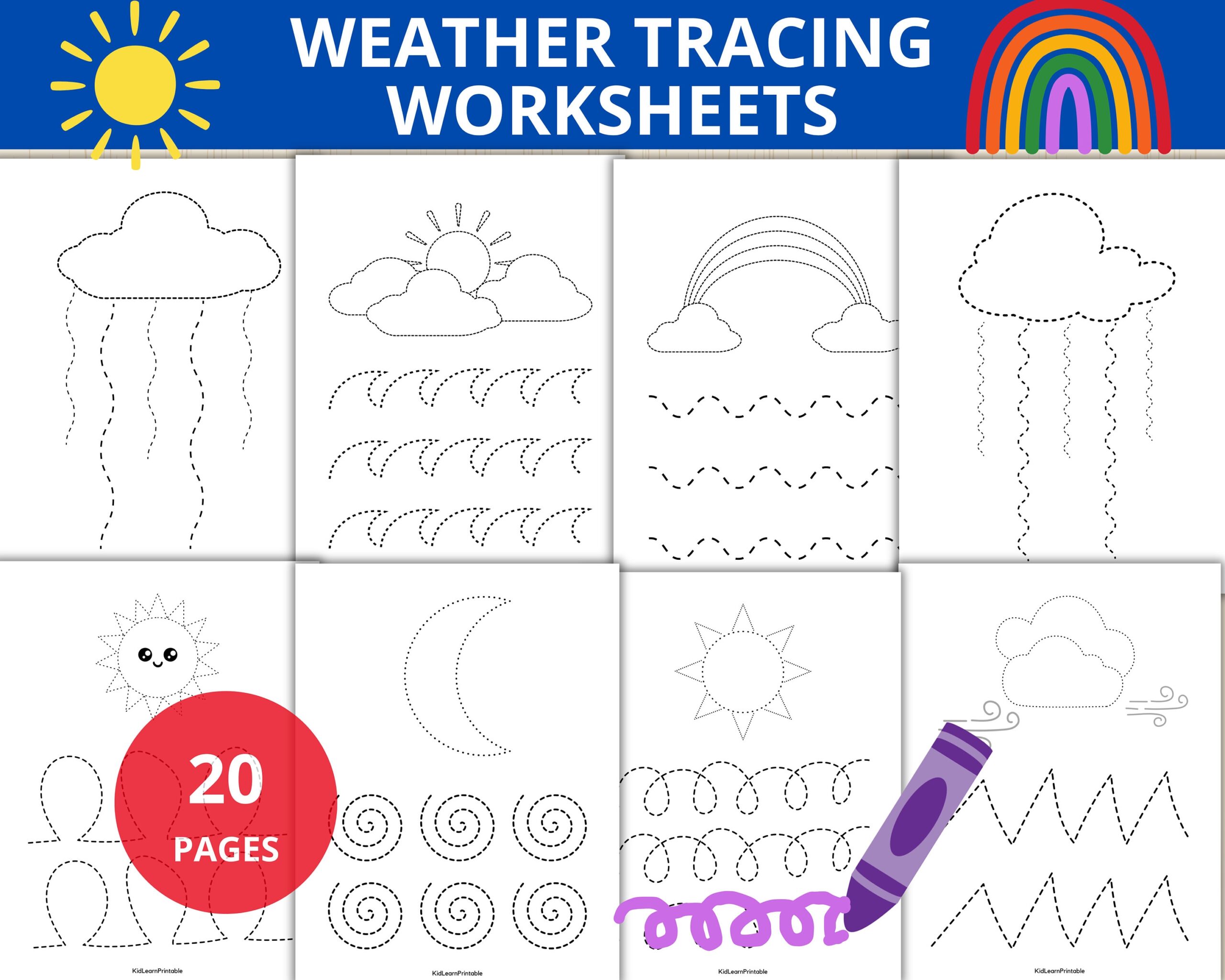 Weather Tracing Worksheets weather Preschool weather Activities 