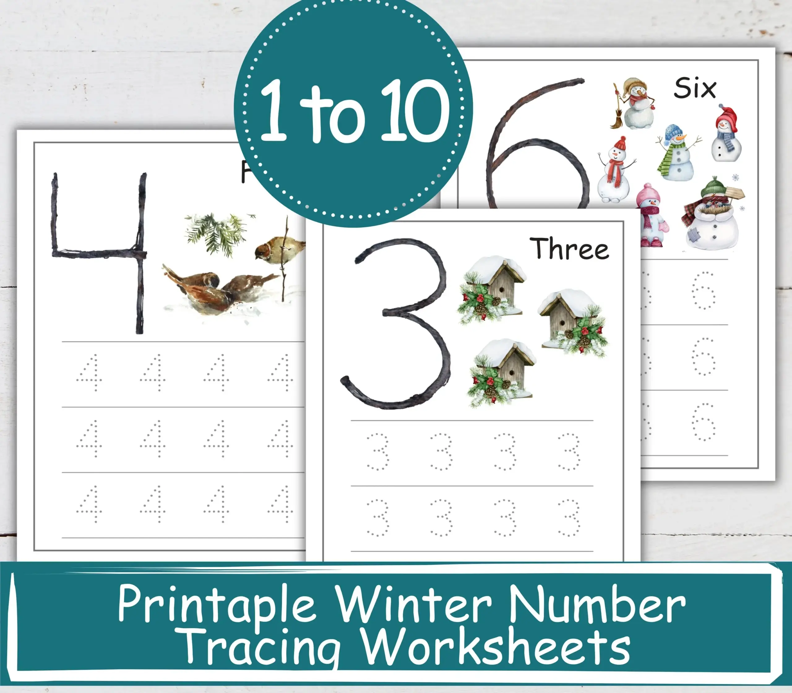 Winter Number Tracing Pages 1 10 Kids Learning Worksheets PDF 