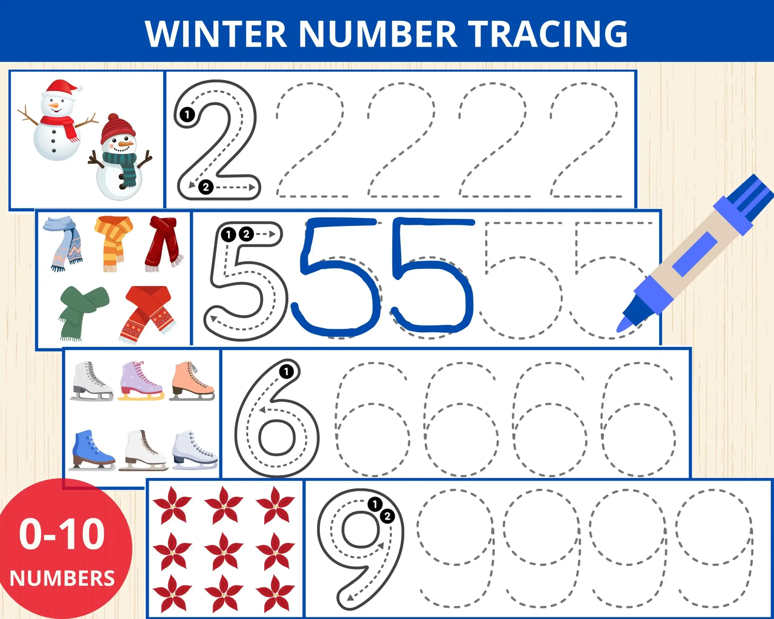 Winter Number Tracing winter Worksheets winter Number Book numbers 