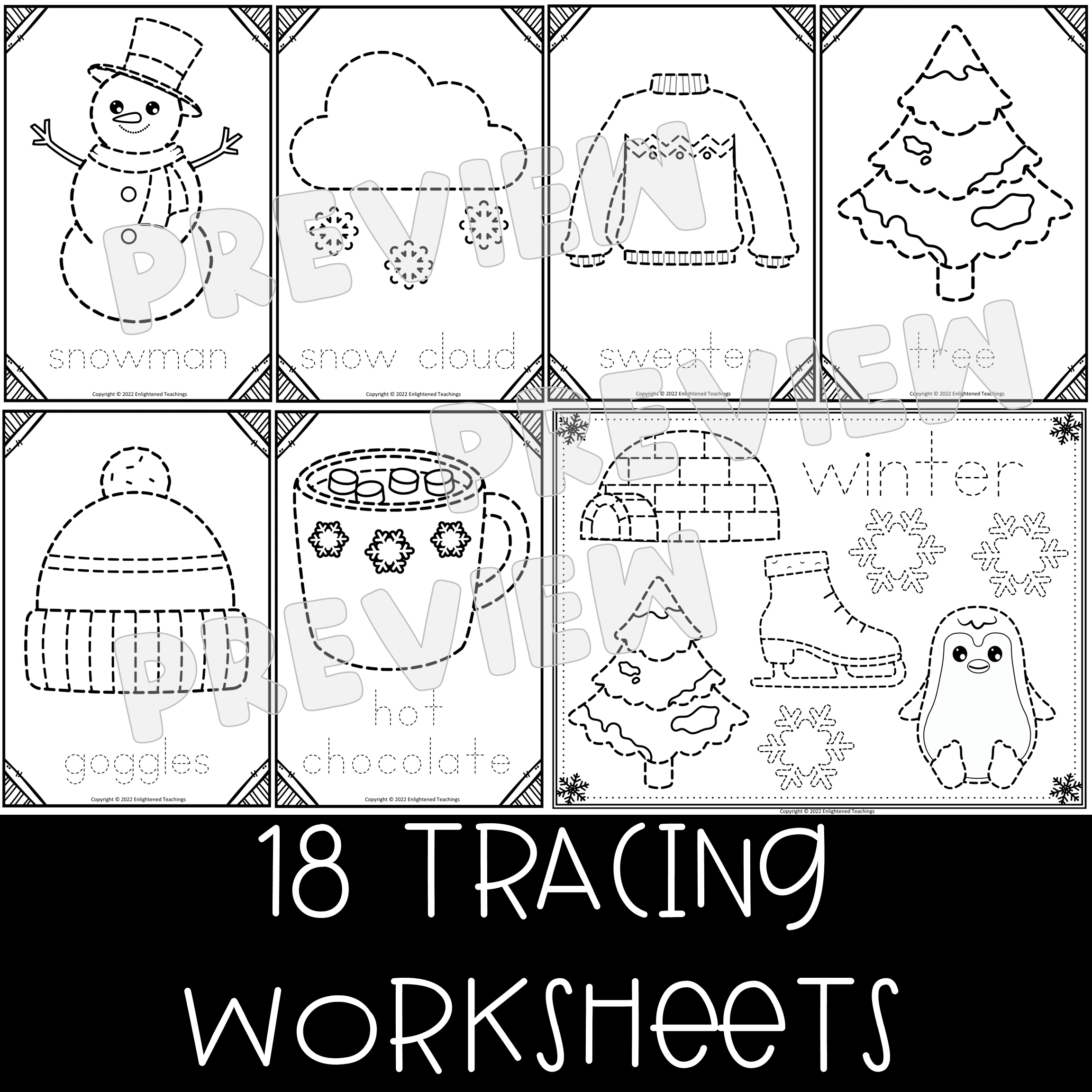 Winter Tracing Worksheets Fine Motor Activity Winter Prewriting Winter Tracing Worksheets Fine Motor Activity Winter Prewriting