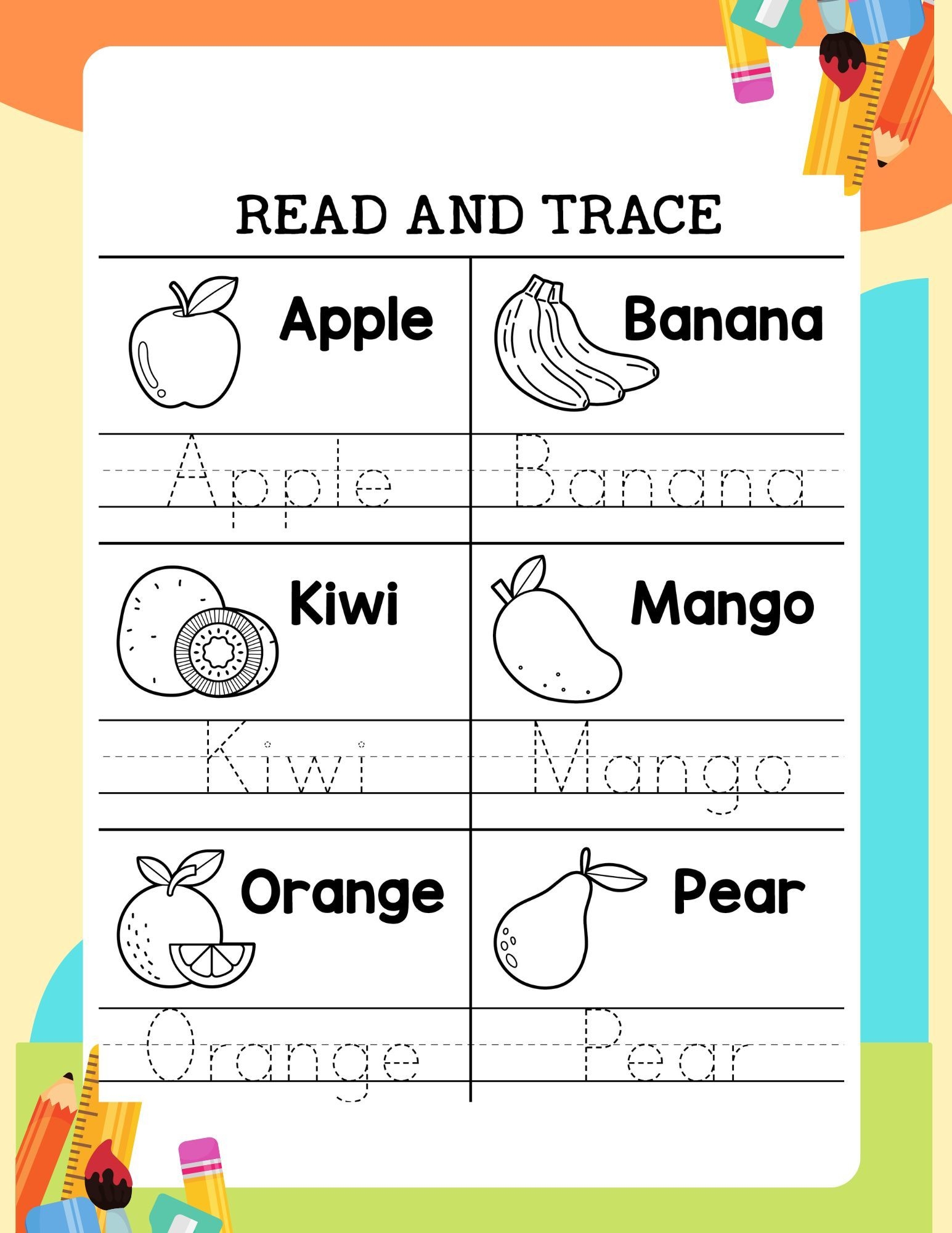 Simple Word Tracing Worksheets
