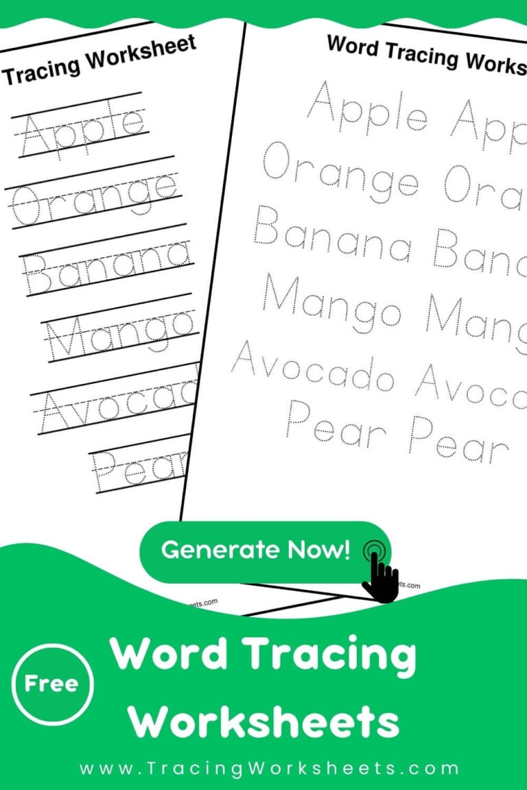 Word Tracing Worksheets Generator Free Printable