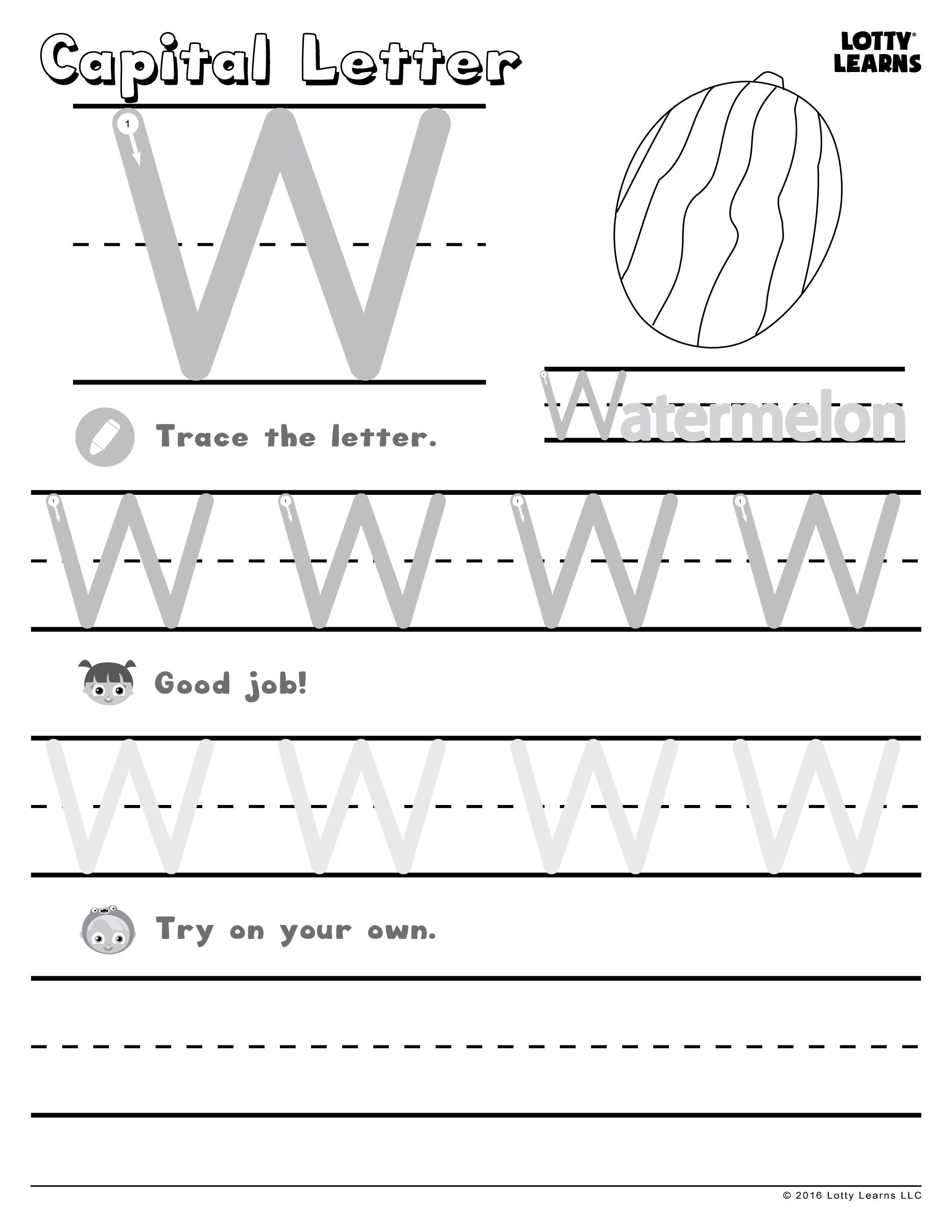 Worksheet Capital Letter W Lotty Learns