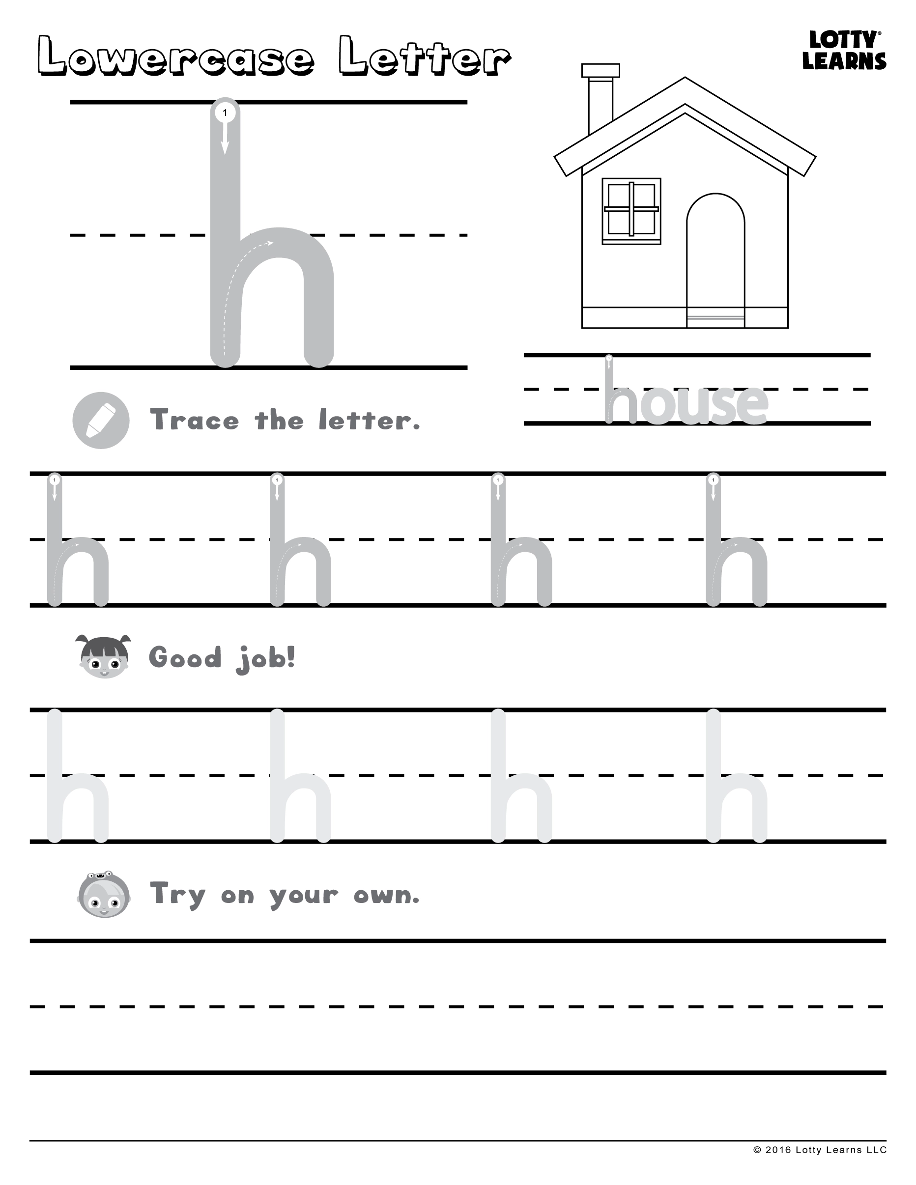 Worksheet Lowercase Letter H Lotty Learns