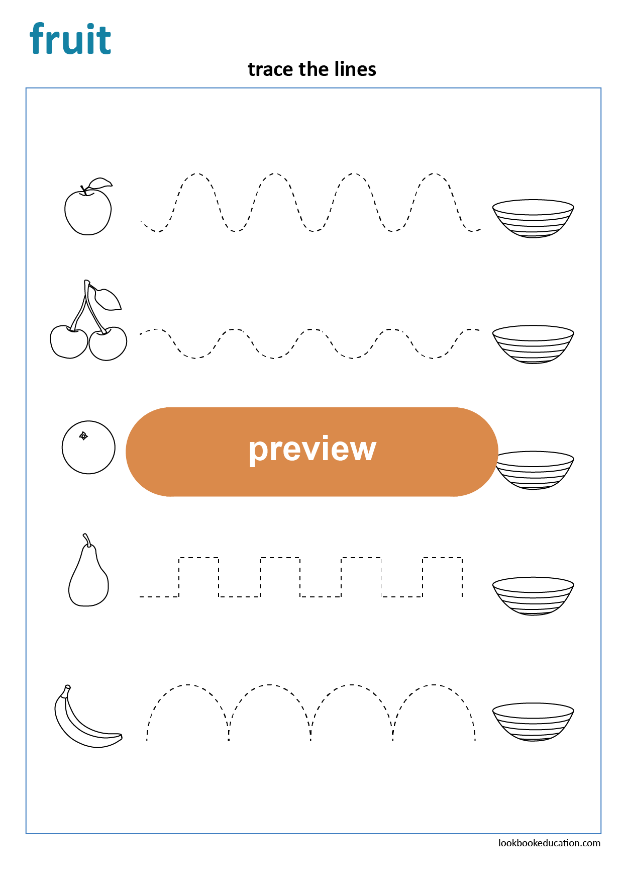 Worksheet Tracing Fruit LookbookEducation Worksheet Tracing Fruit LookbookEducation