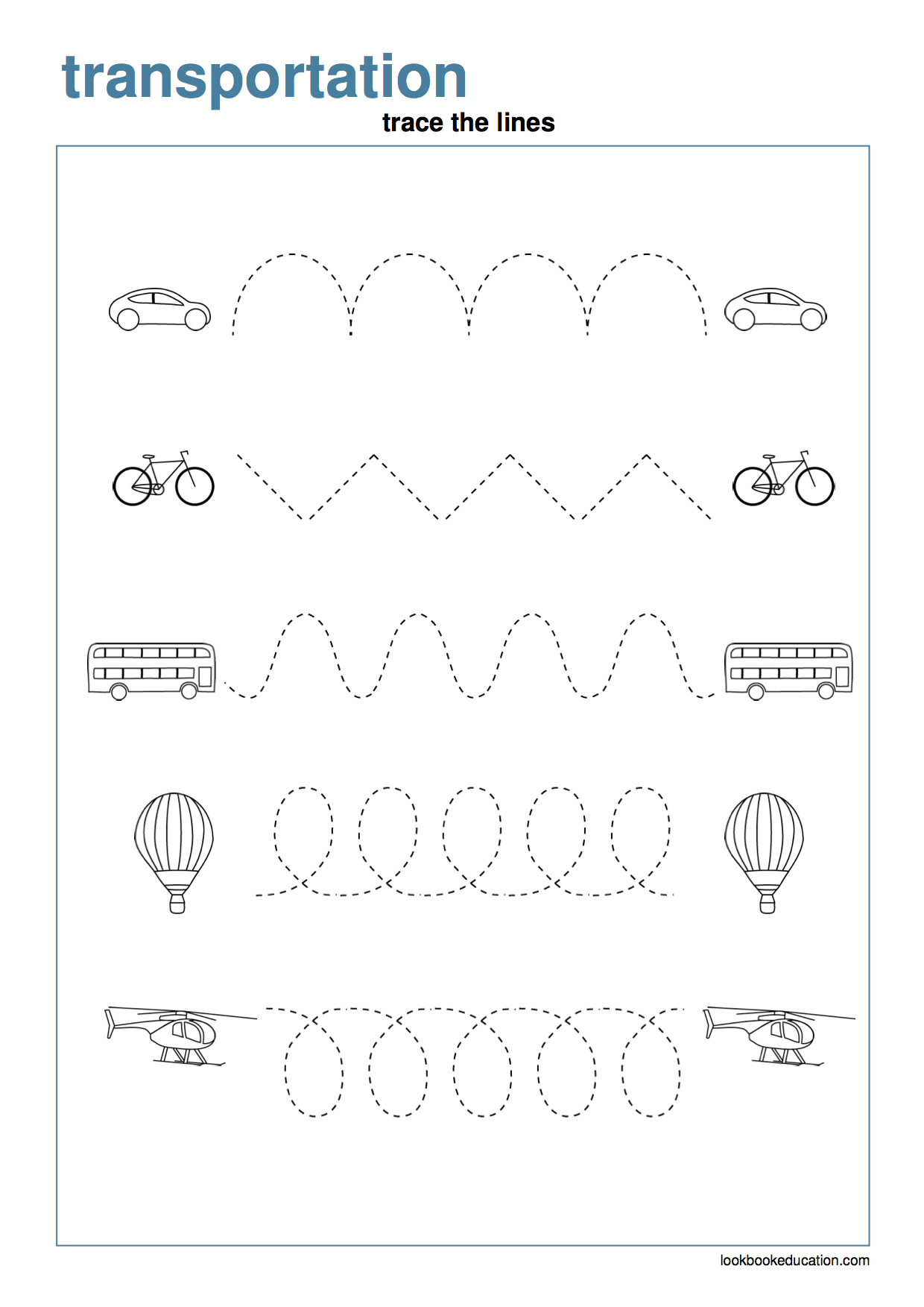 Worksheet Tracing Transportation LookbookEducation