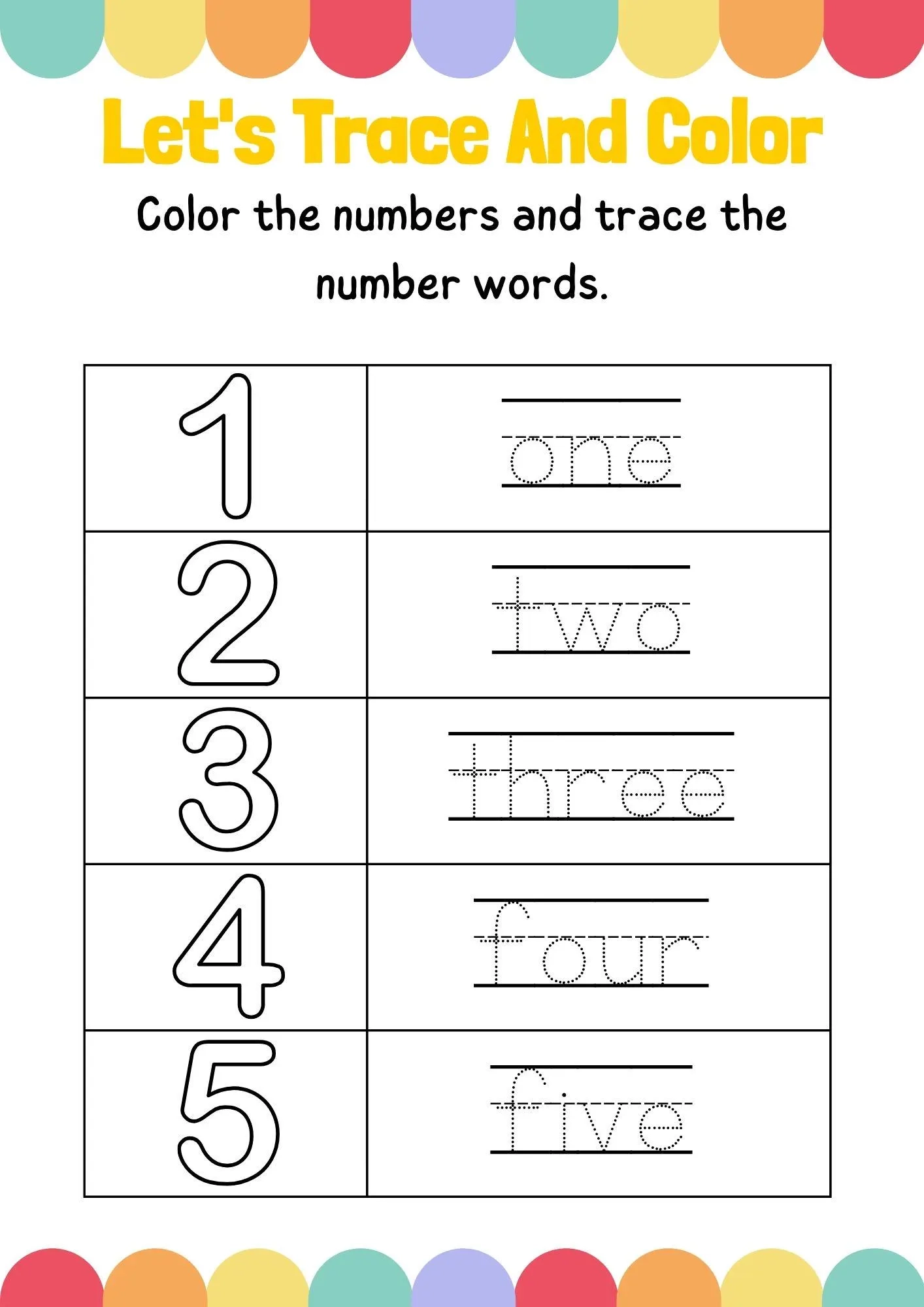 Number Spelling Tracing Worksheets