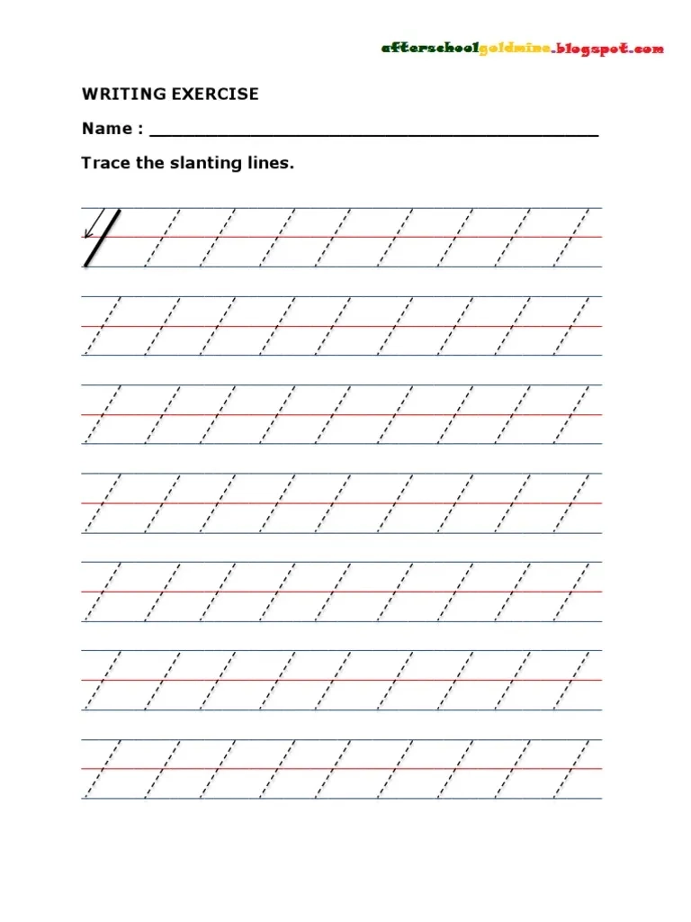 WRITING EXERCISES Trace The Lines Slanting PDF