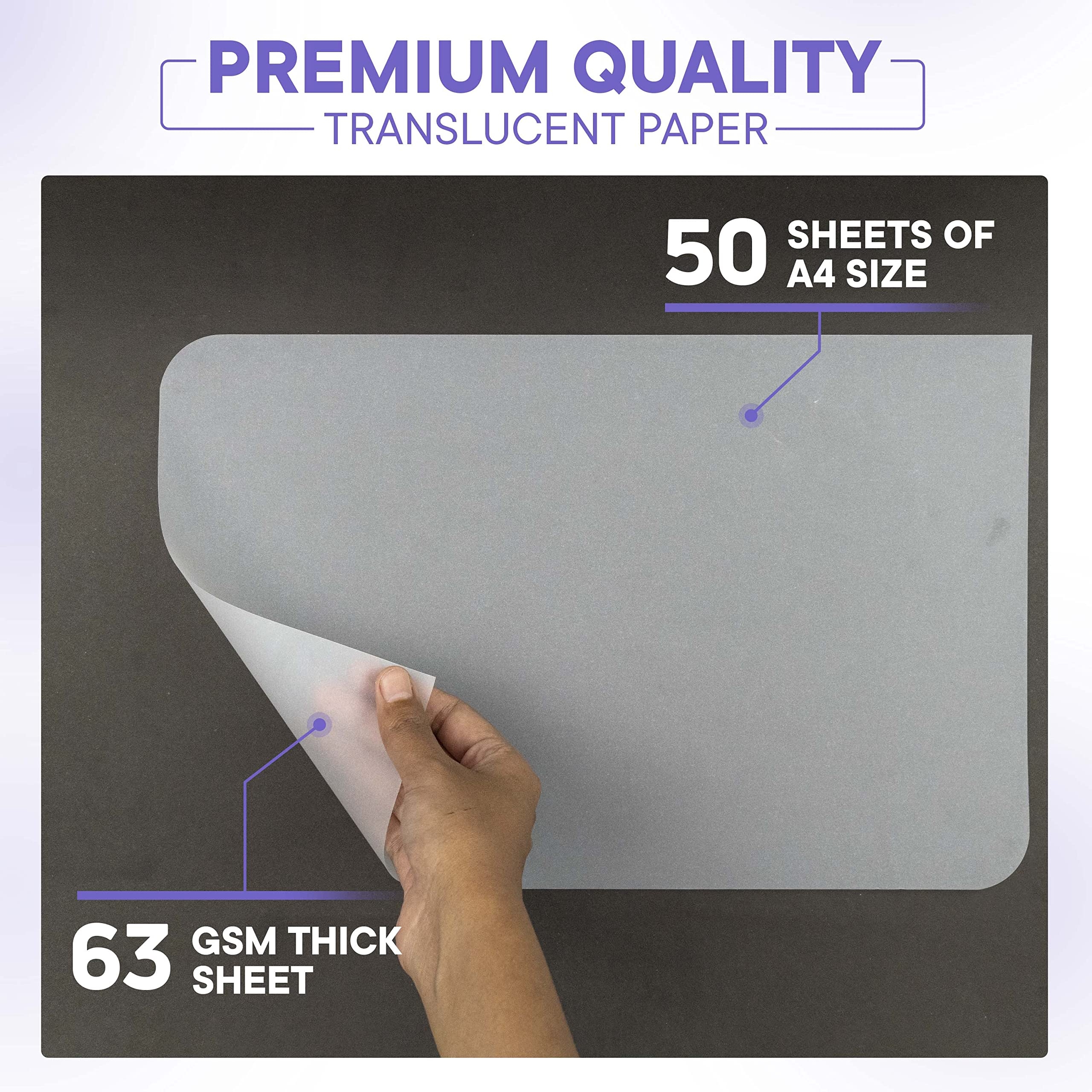 Xulmar Tracing Paper A4 63 GSM Pack Of 50 Sheets Tracing Paper 