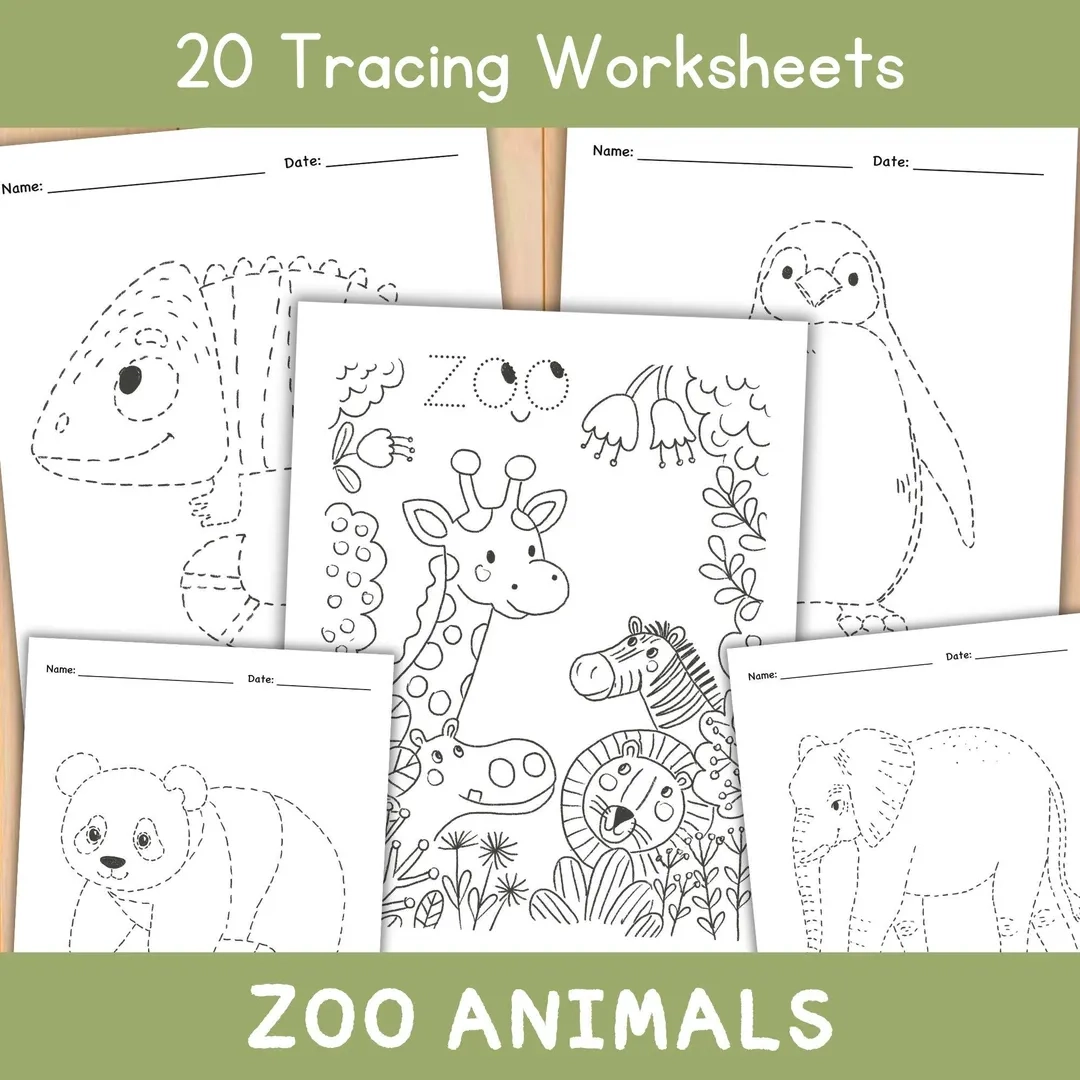 Zoo Tracing Worksheets