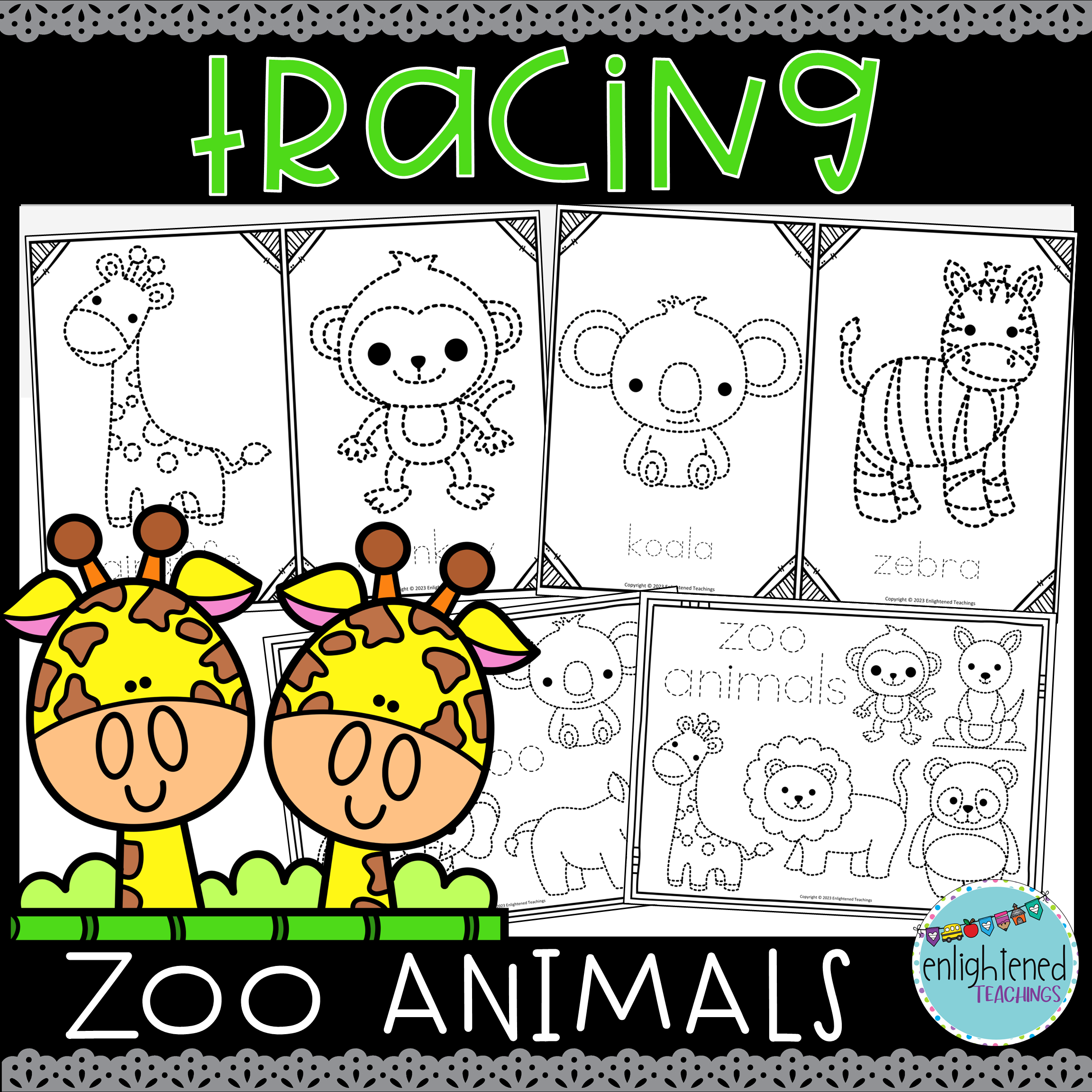 Zoo Animals Tracing Worksheets Fine Motor Activity Zoo Animals 